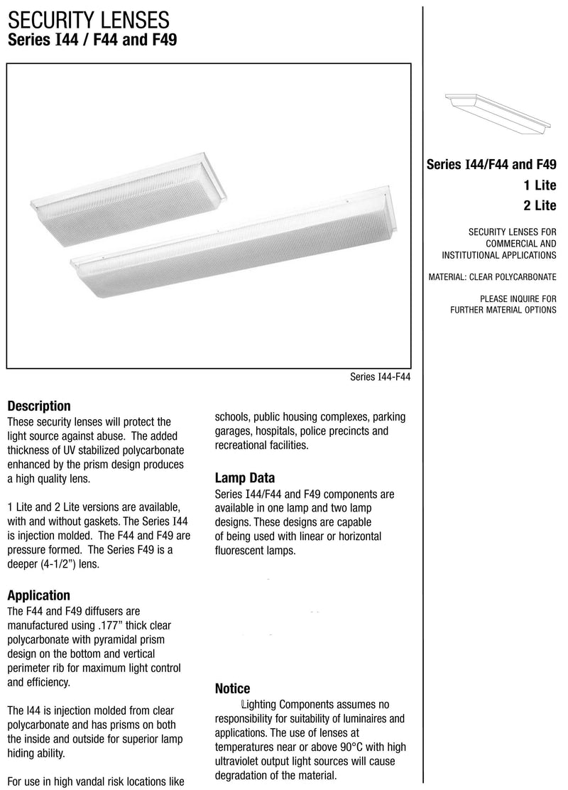 Vandal Resistant Lens 51" long x 9-1/2" wide x 3-1/4" deep - 1800ceiling