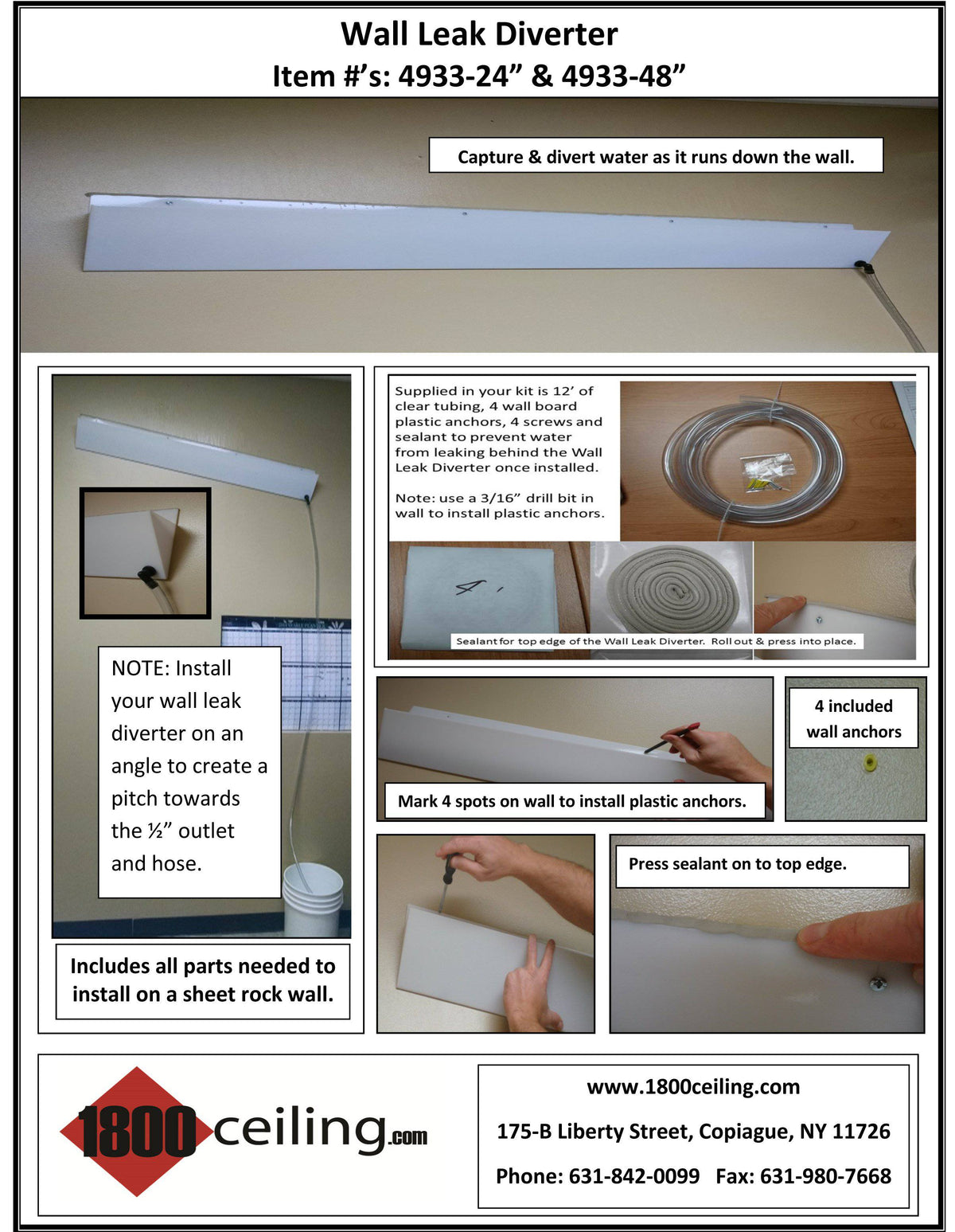 Wall Leak Diverter - 1800ceiling