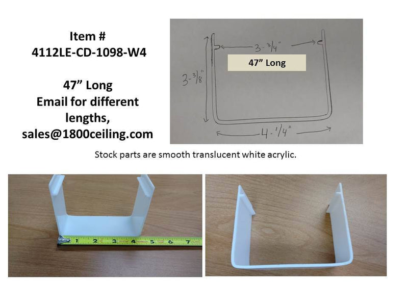 White U" with tabs: 4-1/4" Wide x 3-3/8" High (1098) - 1800ceiling