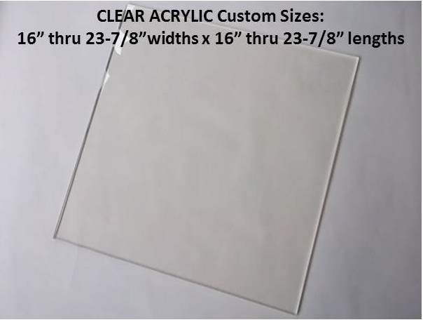Window Clear Acrylic Lenses-.118g- From 16"- 23-7/8" widths x 16"- 23-7/8" lengths - 1800ceiling