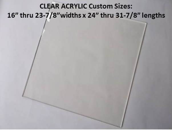 Window Clear Acrylic Lenses-.118g- From 16"- 23-7/8" widths x 24"- 31-7/8" lengths - 1800ceiling
