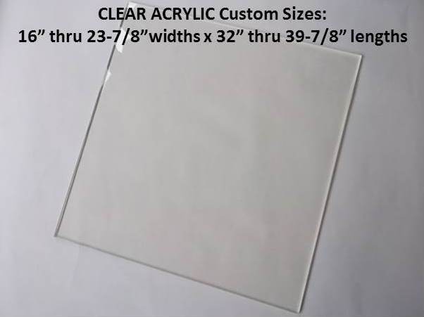 Window Clear Acrylic Lenses-.118g- From 16"- 23-7/8" widths x 32"- 39-7/8" lengths - 1800ceiling